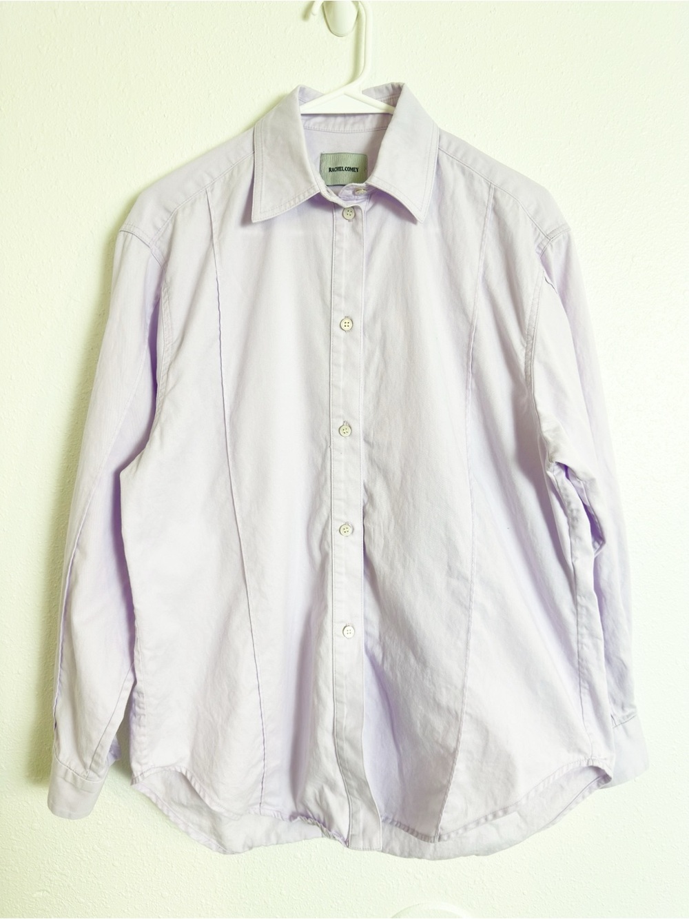 Rachel Comey lavender cotton long sleeve button down shirt